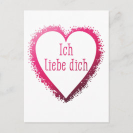 Postal Ich liebe dich, te amo en alemán en rosa