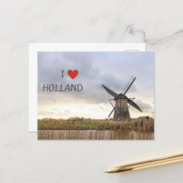 Postal Ich liebe Holland Windmühlen und Felder Postkarte