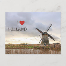 Postal Ich liebe Holland Windmühlen und Felder Postkarte