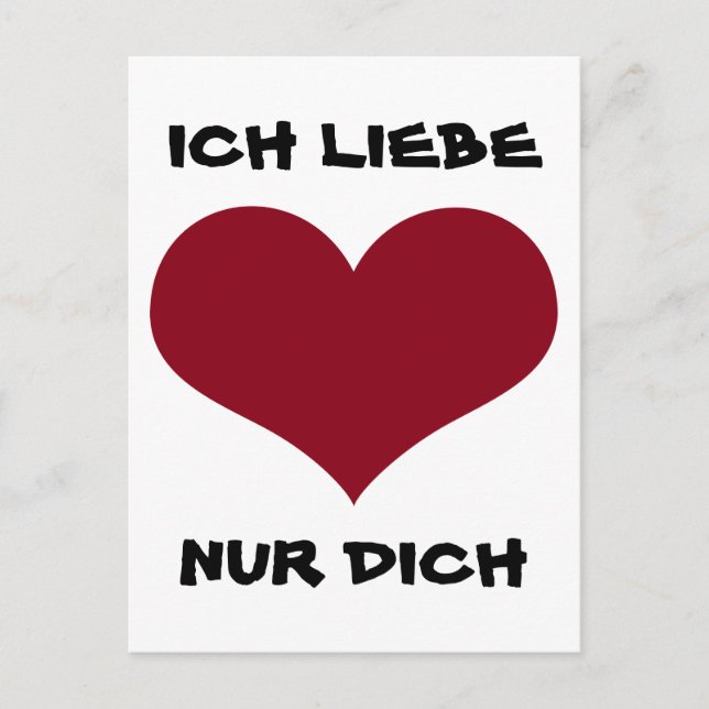 Postal ICH LIEBE NUR DICH - rotes Herz (Anverso)