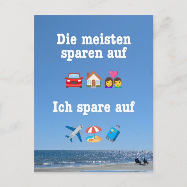 Postal „Ich spare auf … Reisen!“ Postkarte (Anverso)