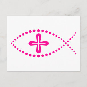 Postal Ichthus Pink Christian Fish