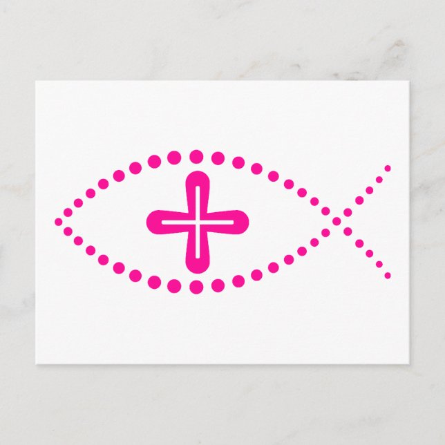Postal Ichthus Pink Christian Fish (Anverso)