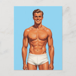 Postal Iconic Vigor: Solo Portrait in Retro Style