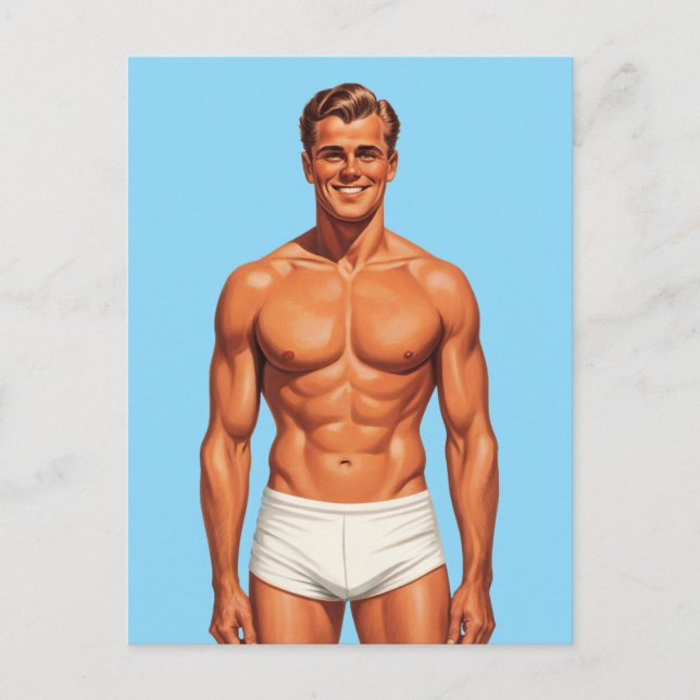 Postal Iconic Vigor: Solo Portrait in Retro Style (Anverso)