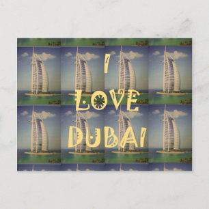 Postal Icónica Dubai: "Amo Dubai" Diseño gráfico vectoria
