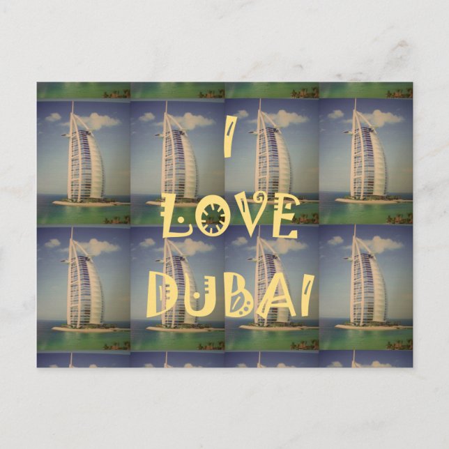 Postal Icónica Dubai: "Amo Dubai" Diseño gráfico vectoria (Anverso)