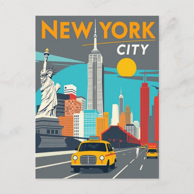 Postal Icónico cangrejo amarillo de Nueva York (Anverso)