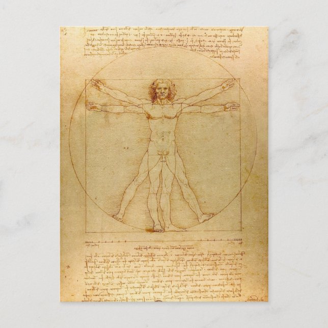 Postal Icónico Leonardo da Vinci Vetruvian Man (Anverso)