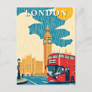 Postal Icónico Londres Reino Unido Viaje Vintage Arte de 