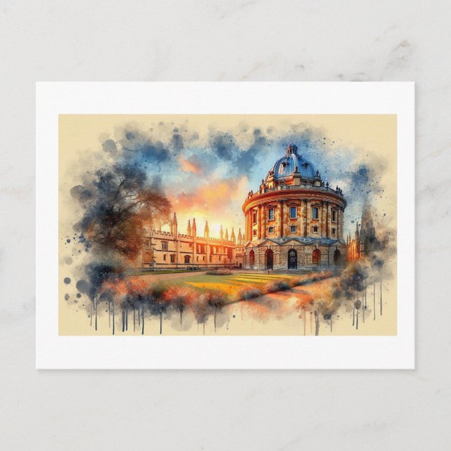 Postal Iconico Radcliffe Oxford al atardecer,  (Anverso)