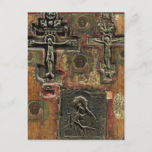 Postal Icono ancestral con crucifijos y Elijah ortodoxo