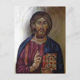 Postal Icono bizantino del Pantocrador de Cristo