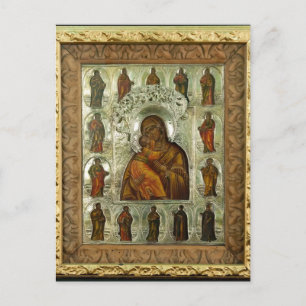 Postal Icono cristiano ortodoxo de la Madre de Dios de Vl