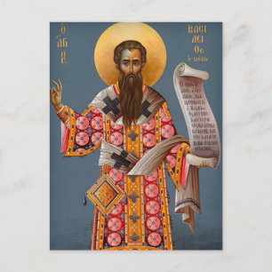 Postal Icono cristiano ortodoxo de San Basilio el Grande