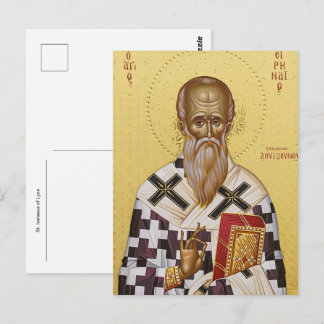 Postal Icono cristiano ortodoxo de San Ireneo de Lyon