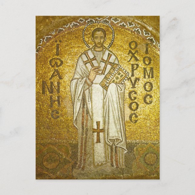 Postal Icono cristiano ortodoxo de San Juan de Grisóstomo (Anverso)