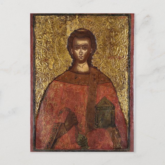 Postal Ícono cristiano ortodoxo de San Lorenzo (Anverso)