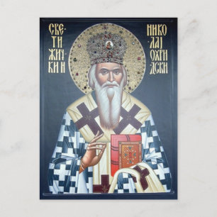 Postal Icono cristiano ortodoxo de San Nicolás de Zhicha