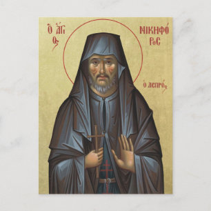 Postal Icono cristiano ortodoxo de San Nikephoros el Lepr