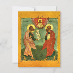 Postal Icono cristiano ortodoxo de San Pedro y Pablo
