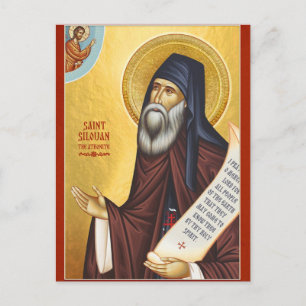 Postal Icono cristiano ortodoxo de San Silouan el Athonit