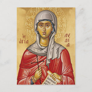 Postal Icono cristiano ortodoxo de Santa Lydia de Filipos