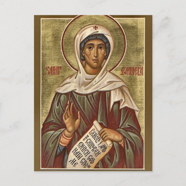 Postal Icono cristiano ortodoxo de Sta. Emilia (Anverso)