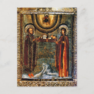 Postal Icono cristiano ortodoxo de Sta. Xenia de Roma