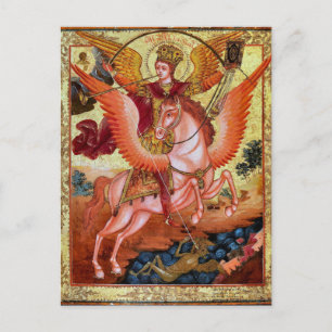 Postal Icono cristiano ortodoxo del arcángel Miguel