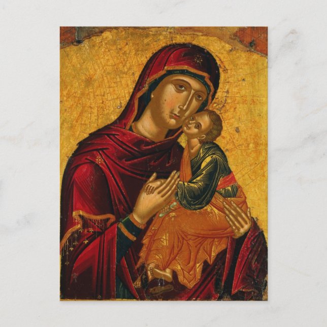 Postal Icono cristiano ortodoxo del niño de Theotokos (Anverso)