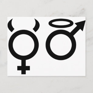 Postal icono de ángel y diablo