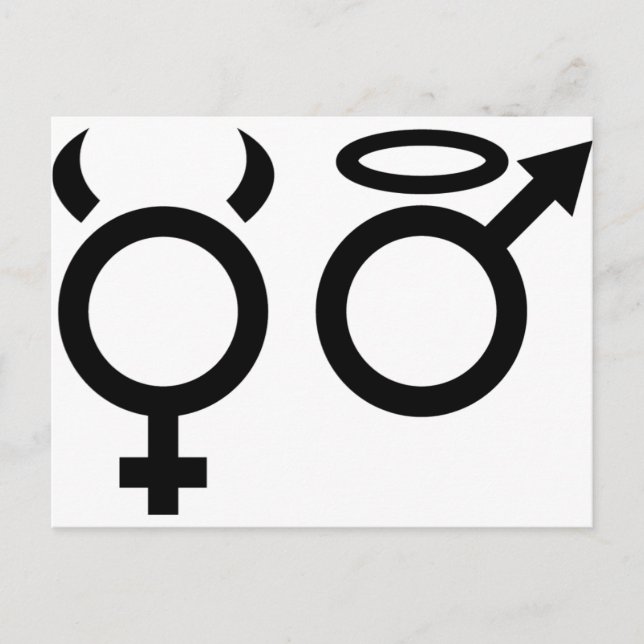 Postal icono de ángel y diablo (Anverso)