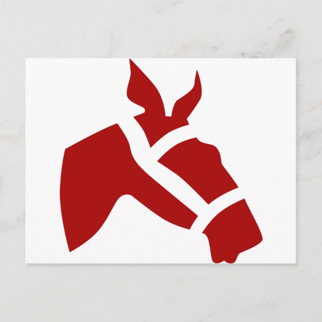 Postal Icono de cabeza de caballo de raza roja (Anverso)