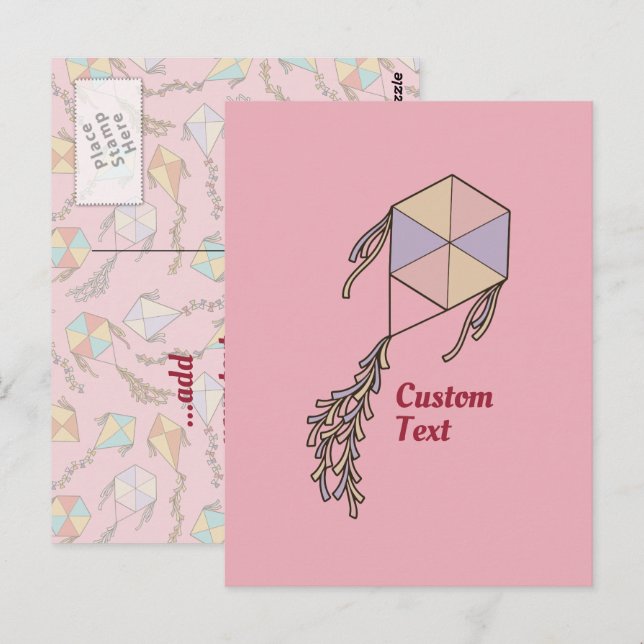 Postal Icono de cometa rosa (Anverso / Reverso)