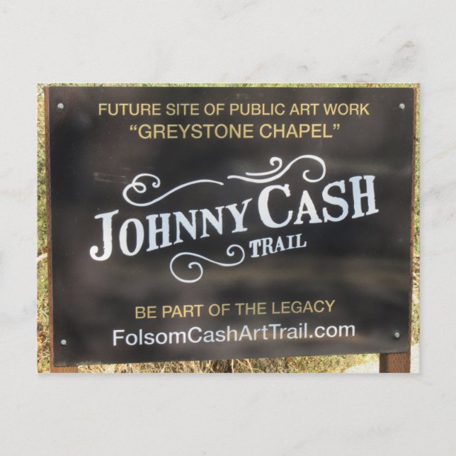 Postal Icono De Folsom: Rótulo en Johnny Cash Trail (Anverso)