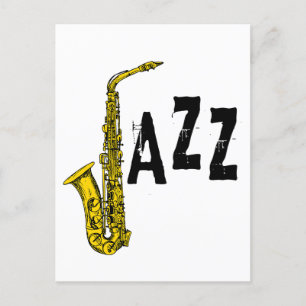 Postal Icono de jazz con saxofón