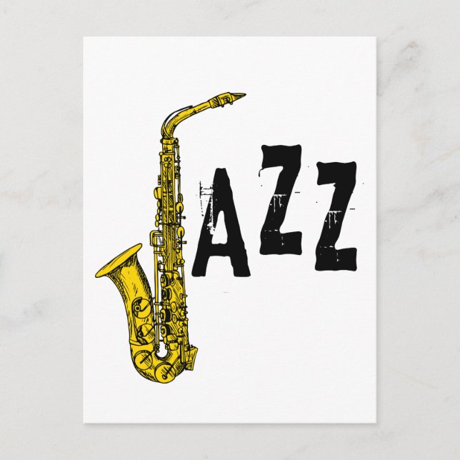 Postal Icono de jazz con saxofón (Anverso)