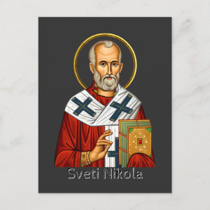 Postal Icono de la letra serbia ortodoxa de San Nicolás