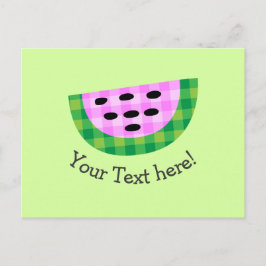 Postal Icono de la rebanada de la sandía de yummy neon