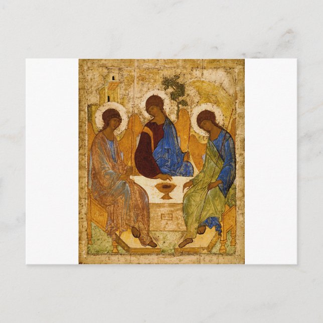 Postal Ícono de la Santísima Trinidad Rublev regalo catól (Anverso)