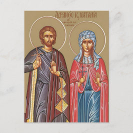 Postal Icono de los Santos Adrián y Natalia de Nicomedia