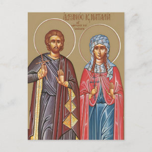 Postal Icono de los Santos Adrián y Natalia de Nicomedia