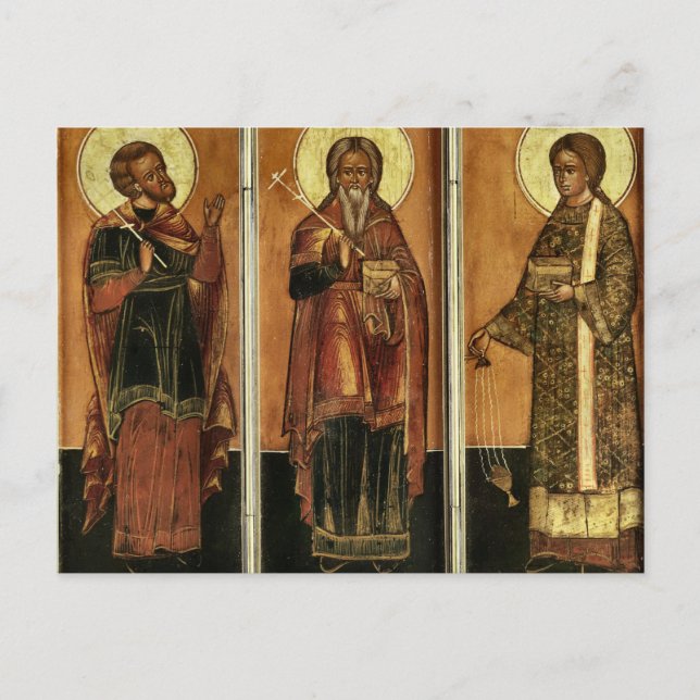 Postal Icono de los santos Gurias, Samonas y Abibus (Anverso)