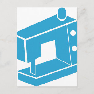 Postal Icono de máquina de coser azul