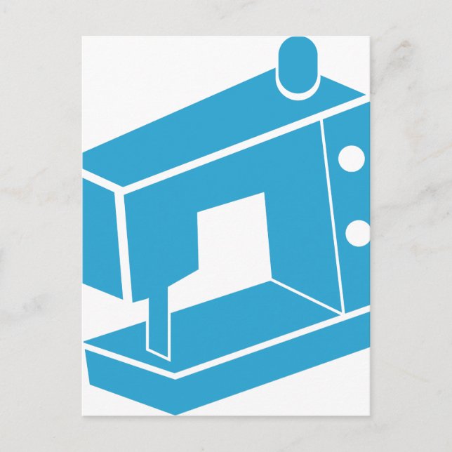 Postal Icono de máquina de coser azul (Anverso)