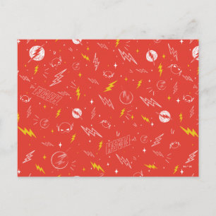 Postal Icono de relámpago de Flash y patrón de garabatos