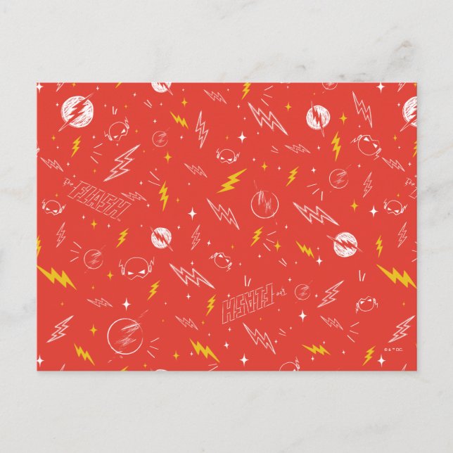 Postal Icono de relámpago de Flash y patrón de garabatos (Anverso)