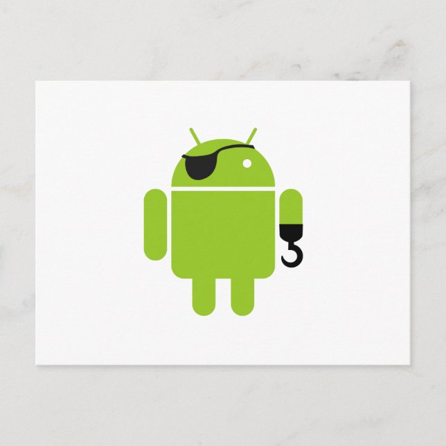 Postal Icono de Robot Android como pirata (Anverso)