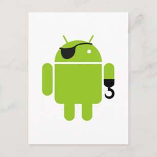 Postal Icono de Robot Android como pirata